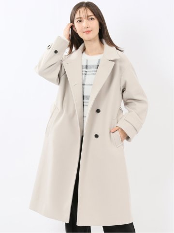 ストレッチ ハンドウォッシャブル スタンドカラー ロングコート