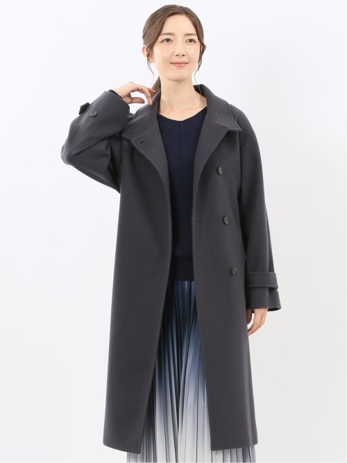 ストレッチ ハンドウォッシャブル スタンドカラー ロングコート
