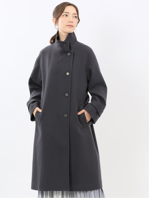 ストレッチ ハンドウォッシャブル スタンドカラー ロングコート