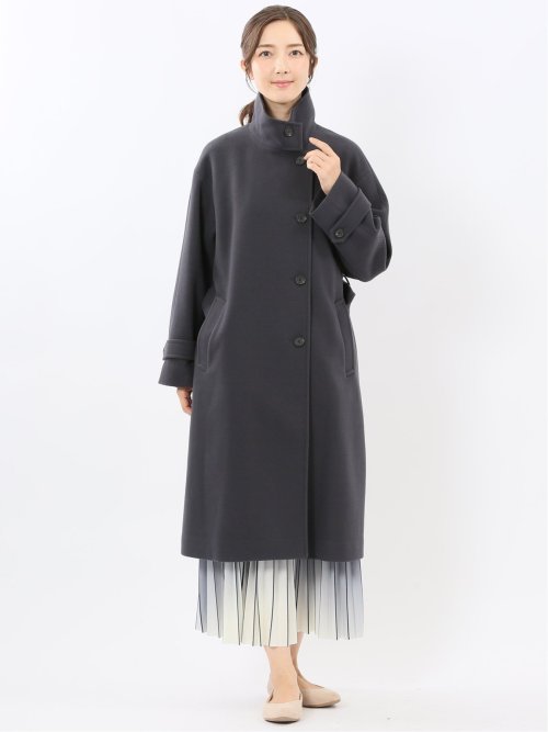 ストレッチ ハンドウォッシャブル スタンドカラー ロングコート
