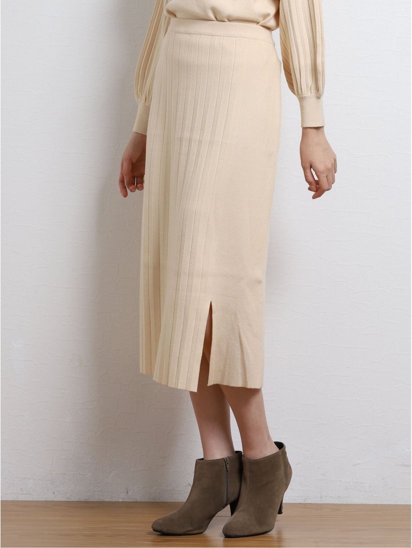 Web限定カラー プリーツ切替 ニットスカート M 33ベージュ トップス Taka Q Online Shop タカキューオンラインショップ 公式通販