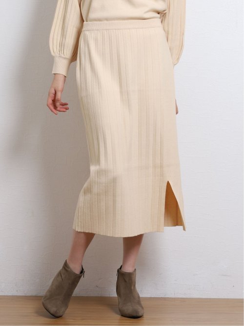 【WEB限定カラー】プリーツ切替 ニットスカート
