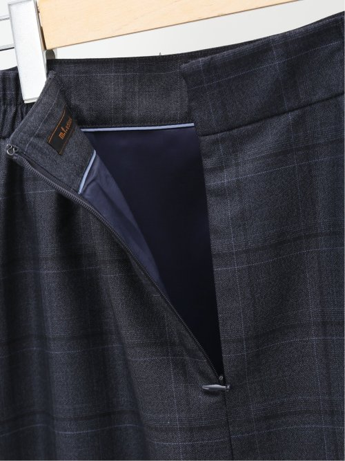 ウール混チェック柄 タイトスカート 紺(セットアップ可能)