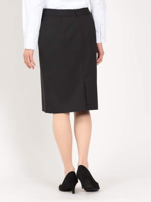 リクルート黒無地 ウール混 タイトスカート(セットアップ可能)