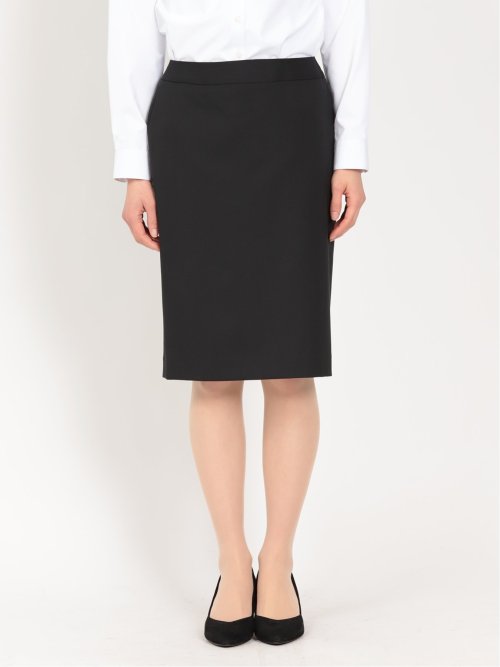 リクルート黒無地 ウール混 タイトスカート(セットアップ可能)