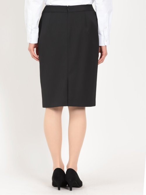リクルート黒無地 ウール混 タイトスカート(セットアップ可能)