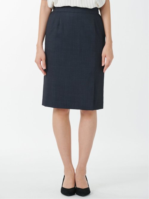 ウール混インディゴ調 タイトスカート(セットアップ可能)