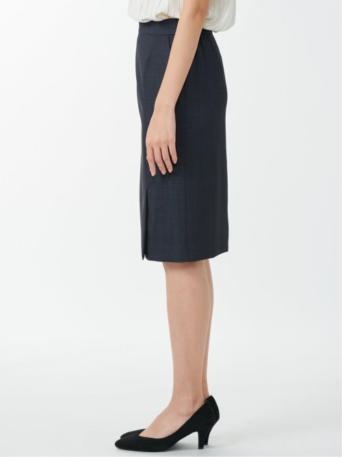 ウール混インディゴ調 タイトスカート(セットアップ可能)