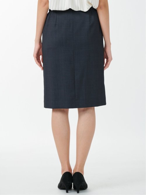 ウール混インディゴ調 タイトスカート(セットアップ可能)