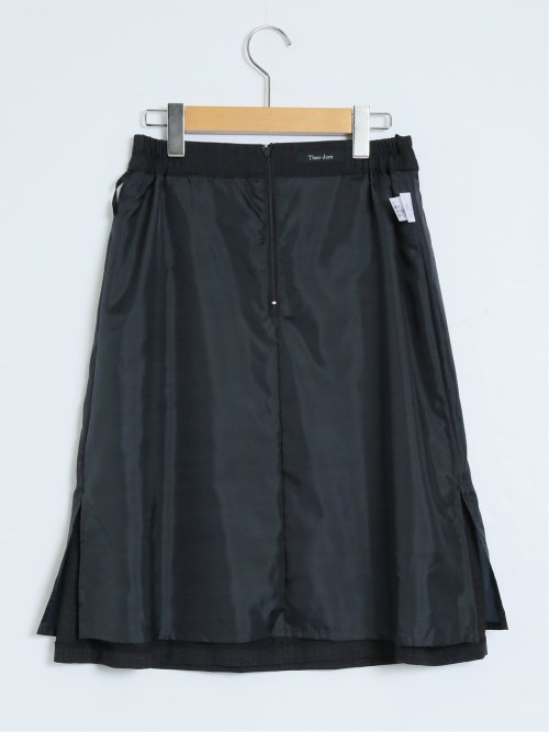 トラベスト チェック柄 フレアースカート 紺(セットアップ可能)