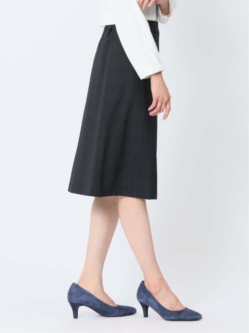 トラベスト チェック柄 フレアースカート 紺(セットアップ可能)