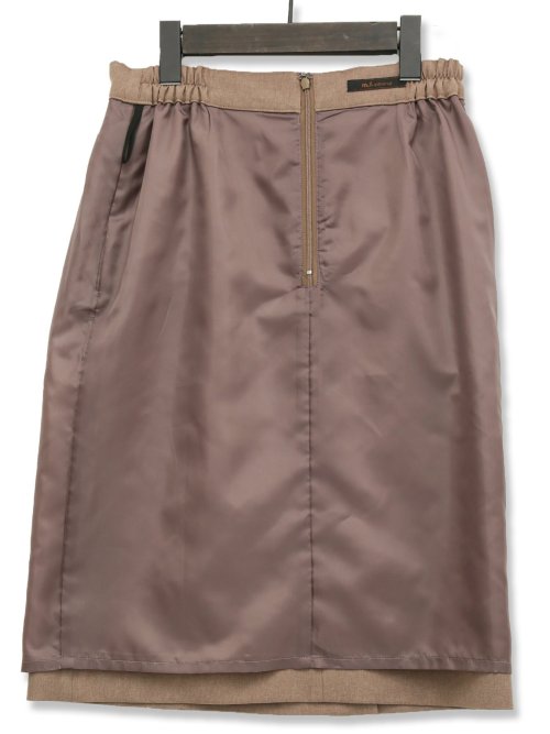 綿麻ライク タイトスカート 茶(セットアップ可能)