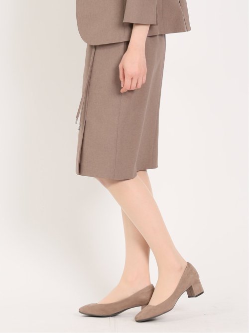 綿麻ライク タイトスカート 茶(セットアップ可能)