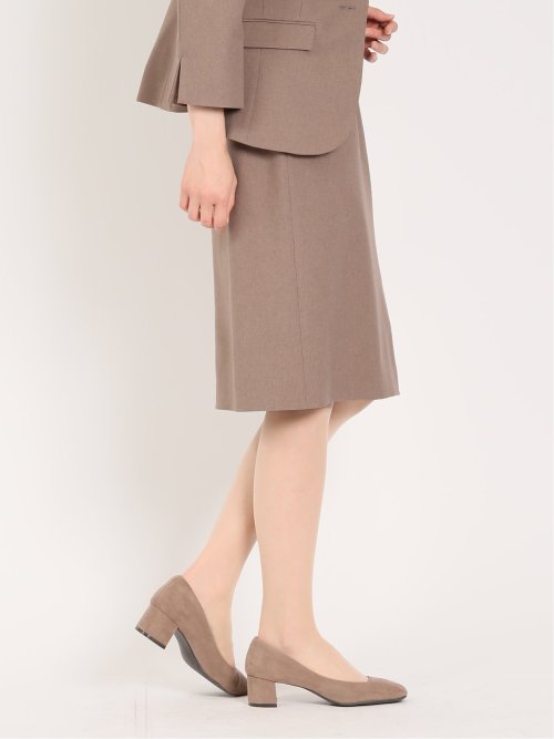 綿麻ライク タイトスカート 茶(セットアップ可能)