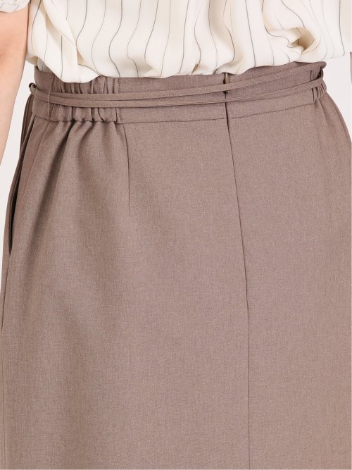 綿麻ライク タイトスカート 茶(セットアップ可能)