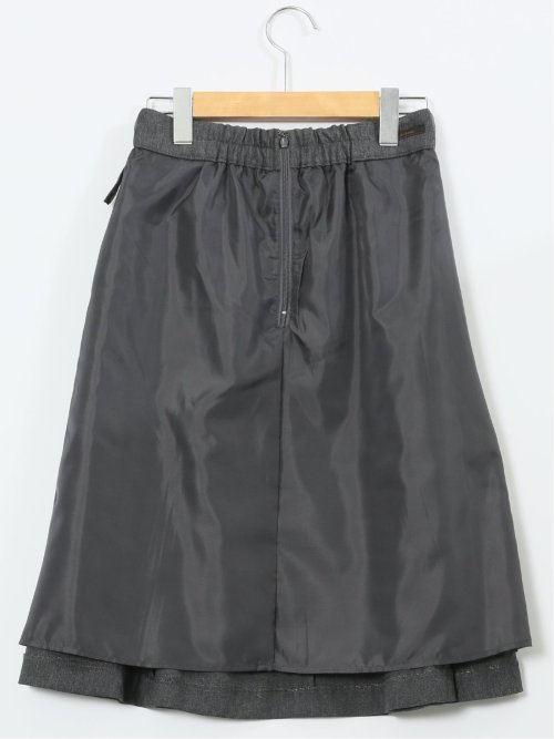 ストレッチウォッシャブル ウール調 フレアースカート グレー(セットアップ可能)