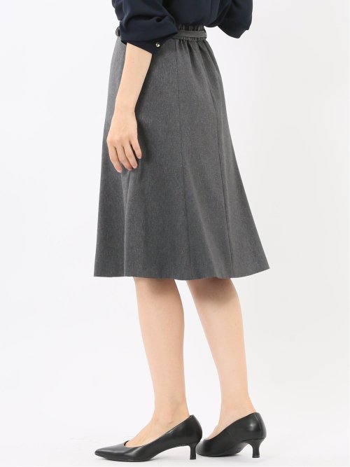 ストレッチウォッシャブル ウール調 フレアースカート グレー(セットアップ可能)