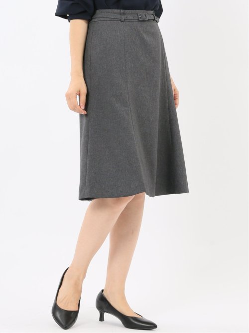 ストレッチウォッシャブル ウール調 フレアースカート グレー(セットアップ可能)
