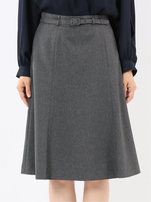 ストレッチウォッシャブル ウール調 フレアースカート グレー(セットアップ可能)