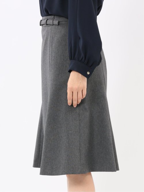 ストレッチウォッシャブル ウール調 フレアースカート グレー(セットアップ可能)