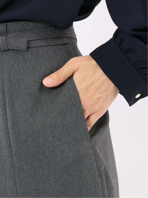 ストレッチウォッシャブル ウール調 フレアースカート グレー(セットアップ可能)