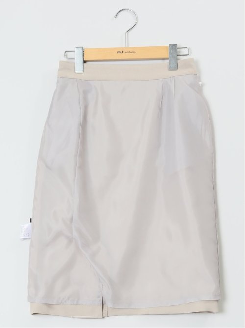 綿麻ライク タイトスカート ベージュ(セットアップ可能)