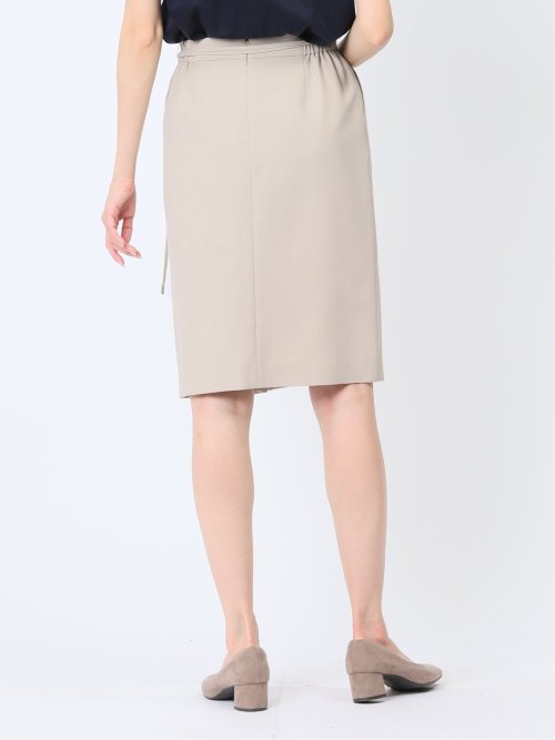 綿麻ライク タイトスカート ベージュ(セットアップ可能)