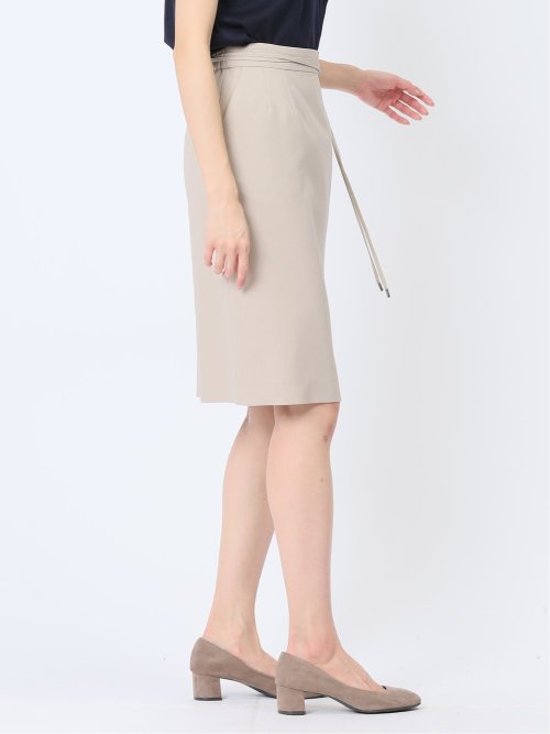 綿麻ライク タイトスカート ベージュ(セットアップ可能)