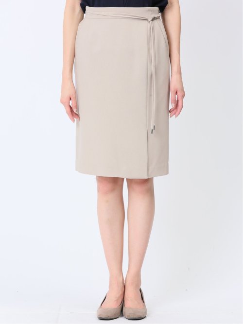 綿麻ライク タイトスカート ベージュ(セットアップ可能)