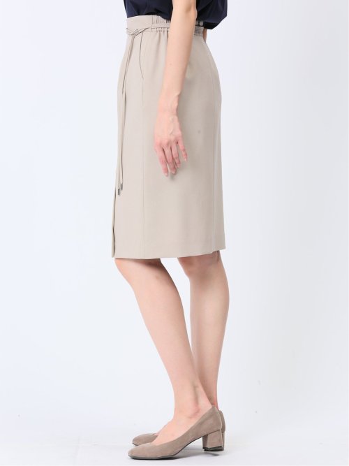 綿麻ライク タイトスカート ベージュ(セットアップ可能)