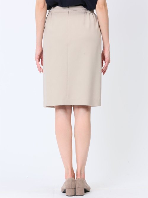 綿麻ライク タイトスカート ベージュ(セットアップ可能)