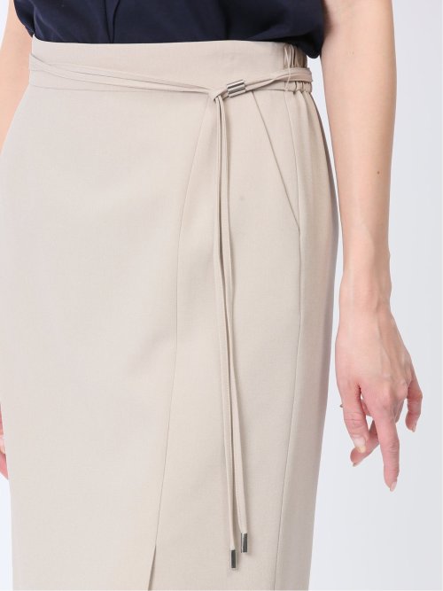 綿麻ライク タイトスカート ベージュ(セットアップ可能)