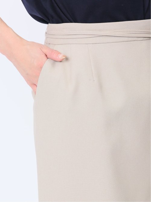 綿麻ライク タイトスカート ベージュ(セットアップ可能)