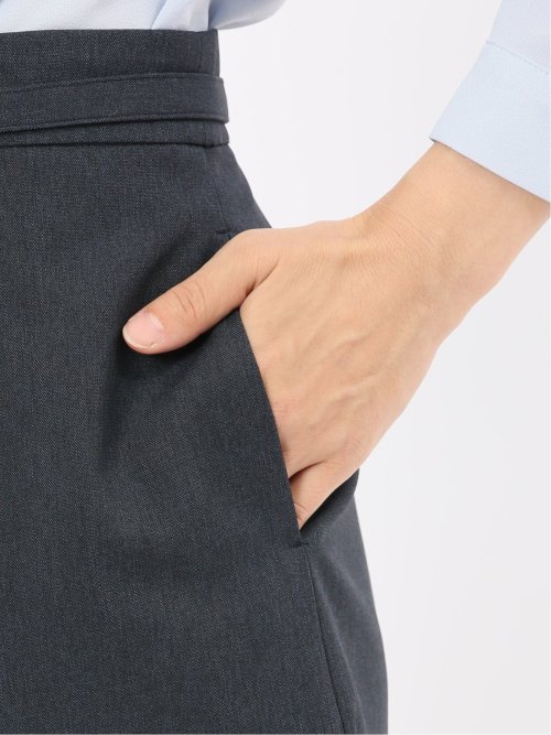 ストレッチウォッシャブル ウール調 フレアースカート 紺(セットアップ可能)