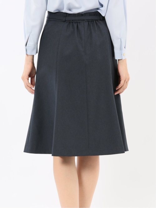 ストレッチウォッシャブル ウール調 フレアースカート 紺(セットアップ可能)