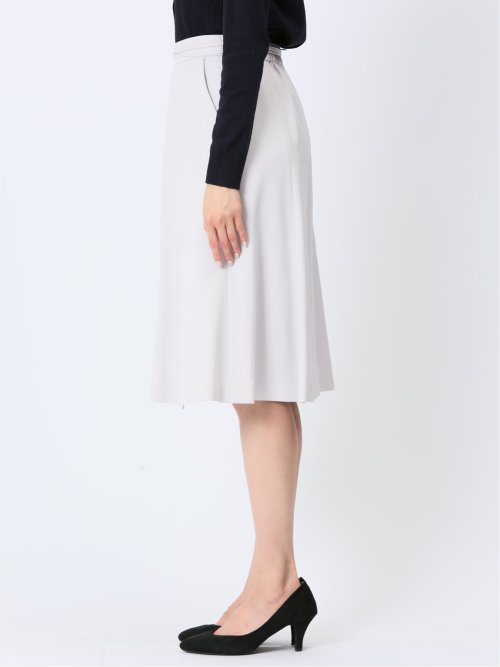 麻調合繊 フレアースカート ライトグレー(セットアップ可能)