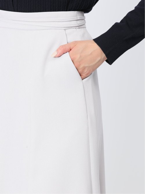 麻調合繊 フレアースカート ライトグレー(セットアップ可能)