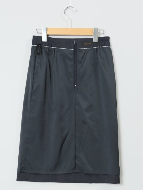 ウール混インディゴ調 タイトスカート(セットアップ可能)