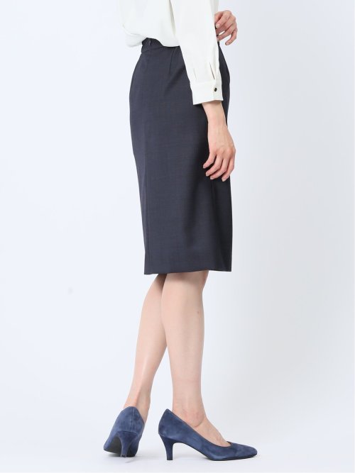 ウール混インディゴ調 タイトスカート(セットアップ可能)