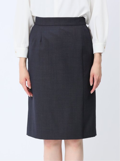 ウール混インディゴ調 タイトスカート(セットアップ可能)