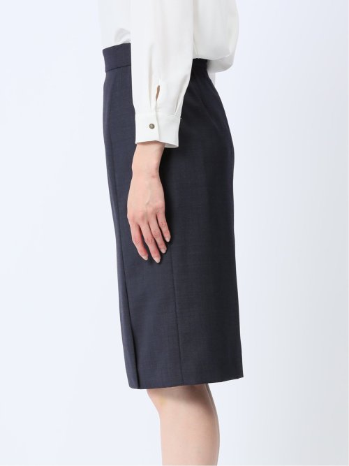 ウール混インディゴ調 タイトスカート(セットアップ可能)