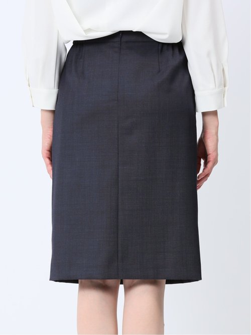 ウール混インディゴ調 タイトスカート(セットアップ可能)