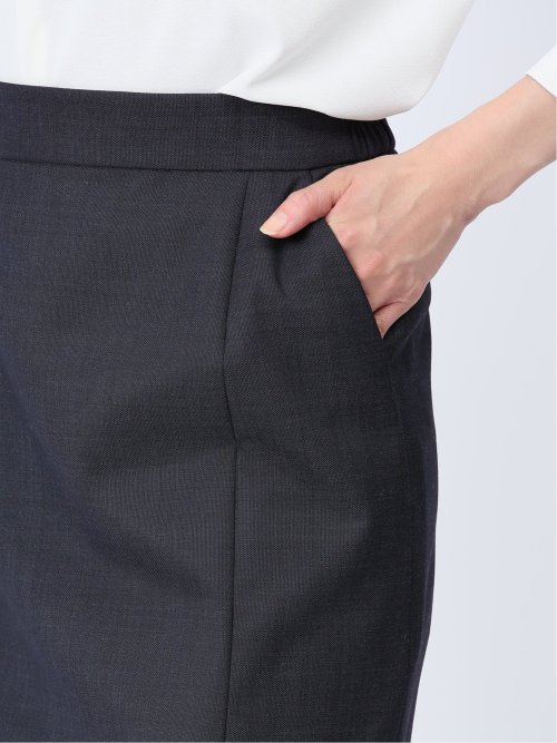 ウール混インディゴ調 タイトスカート(セットアップ可能)