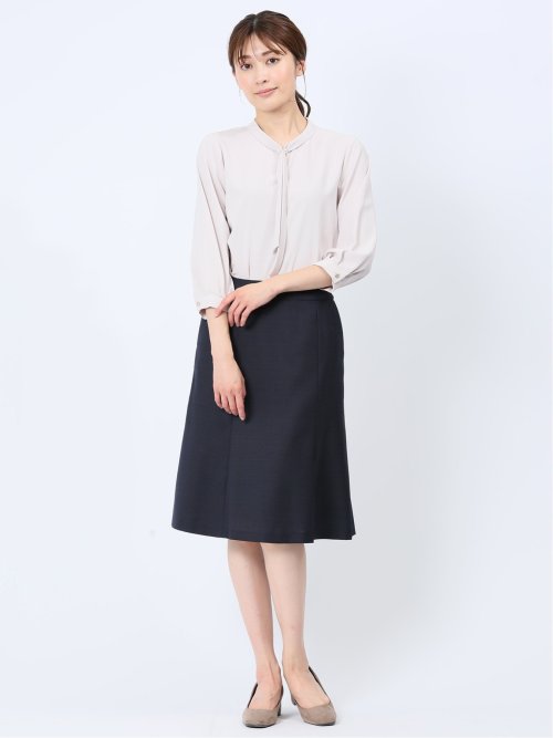 ウール混組織柄 フレアースカート(セットアップ可能)