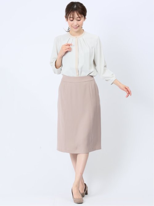 ストレッチウォッシャブル フレアースカート 茶(セットアップ可能)