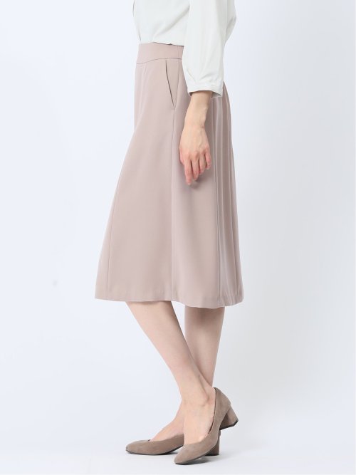 ストレッチウォッシャブル フレアースカート 茶(セットアップ可能)