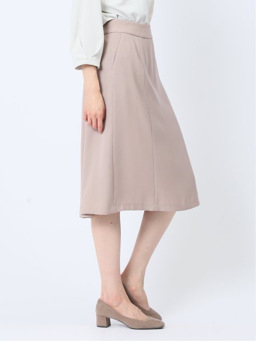 ストレッチウォッシャブル フレアースカート 茶(セットアップ可能)