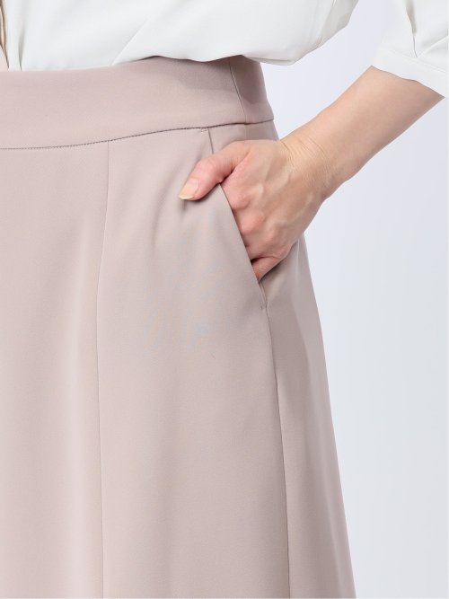 ストレッチウォッシャブル フレアースカート 茶(セットアップ可能)