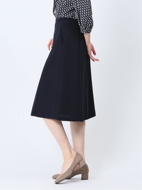 ストレッチウォッシャブル フレアースカート 紺(セットアップ可能)