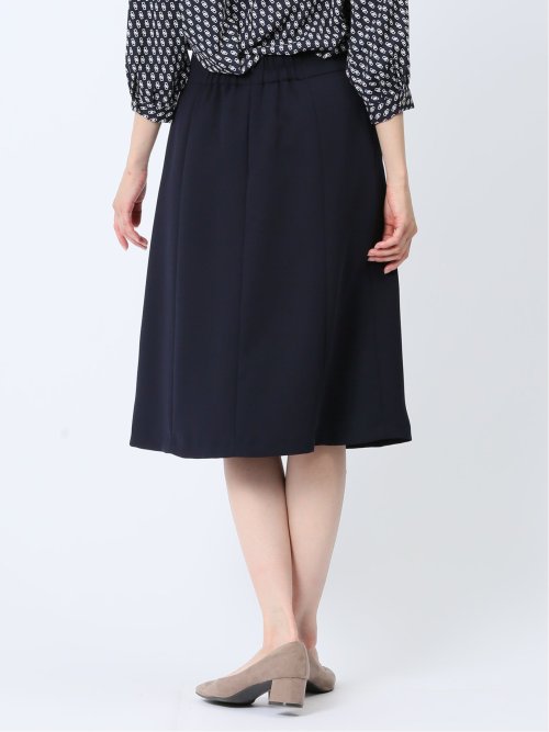 ストレッチウォッシャブル フレアースカート 紺(セットアップ可能)